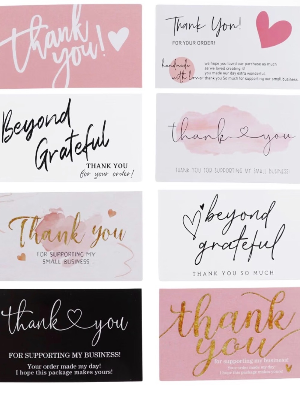 Pink Thank You Card Set of 40 – Premium Pack for Small Businesses Card